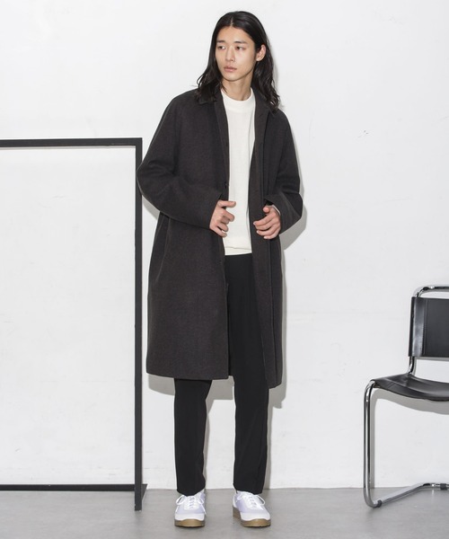 NANO universe（ナノユニバース）の「テックメルトンバルカラーコート（ステンカラーコート・メンズ・ブラック/ネイビー/チャコール・S/L/M/XL）」の10枚目の写真