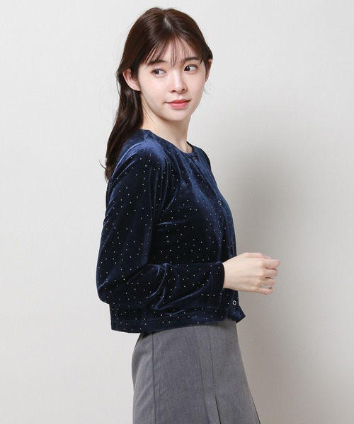 3.3 Field Trip （3.3フィールドトリップ）の「3.3 Field Trip／ベロアカーディガン 2983473（Tシャツ/カットソー・レディース・グレー/ベージュ/ネイビー・FREE）」の5枚目の写真