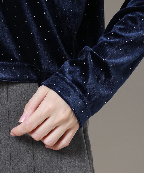 3.3 Field Trip （3.3フィールドトリップ）の「3.3 Field Trip／ベロアカーディガン 2983473（Tシャツ/カットソー・レディース・グレー/ベージュ/ネイビー・FREE）」の6枚目の写真