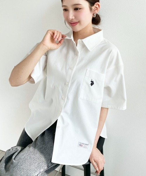 U.S.POLO ASSN.ワンポイント刺繍半袖オックスシャツ（シャツ/ブラウス