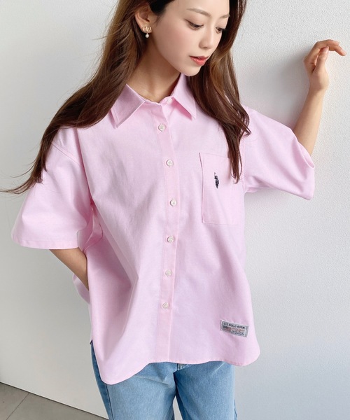 U.S.POLO ASSN.ワンポイント刺繍半袖オックスシャツ（シャツ/ブラウス