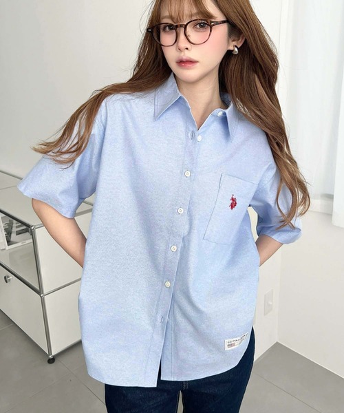 U.S.POLO ASSN.ワンポイント刺繍半袖オックスシャツ（シャツ/ブラウス