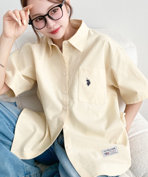U.S. POLO ASSN.(ユーエスポロアッスン)の「moment+別注【U.S.POLO ASSN.】ワンポイント刺繍半袖オックスシャツ(シャツ/ブラウス・レディース・オフホワイト/ブルー/ブラック/イエロー/ピンク・M/L)」の20枚目の写真