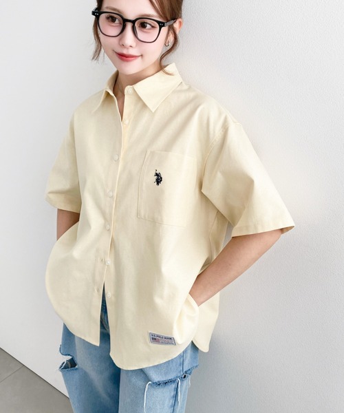 U.S. POLO ASSN.(ユーエスポロアッスン)の「moment+別注【U.S.POLO ASSN.】ワンポイント刺繍半袖オックスシャツ(シャツ/ブラウス・レディース・オフホワイト/ブルー/ブラック/イエロー/ピンク・M/L)」の19枚目の写真