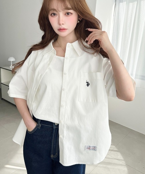 U.S.POLO ASSN.ワンポイント刺繍半袖オックスシャツ（シャツ/ブラウス