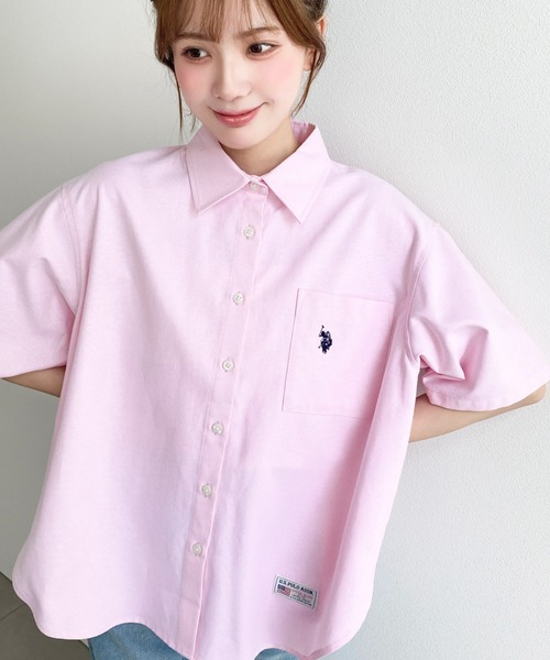 U.S. POLO ASSN.(ユーエスポロアッスン)の「moment+別注【U.S.POLO ASSN.】ワンポイント刺繍半袖オックスシャツ(シャツ/ブラウス・レディース・オフホワイト/ブルー/ブラック/イエロー/ピンク・M/L)」の14枚目の写真