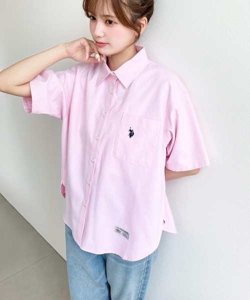 U.S. POLO ASSN.(ユーエスポロアッスン)の「moment+別注【U.S.POLO ASSN.】ワンポイント刺繍半袖オックスシャツ(シャツ/ブラウス・レディース・オフホワイト/ブルー/ブラック/イエロー/ピンク・M/L)」の15枚目の写真