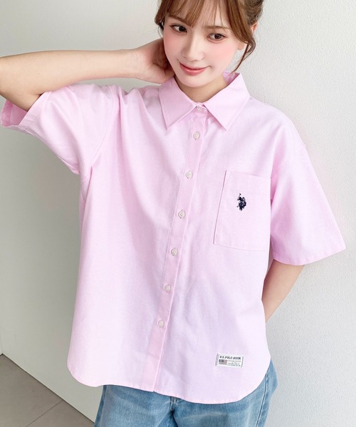U.S. POLO ASSN.(ユーエスポロアッスン)の「moment+別注【U.S.POLO ASSN.】ワンポイント刺繍半袖オックスシャツ(シャツ/ブラウス・レディース・オフホワイト/ブルー/ブラック/イエロー/ピンク・M/L)」の12枚目の写真
