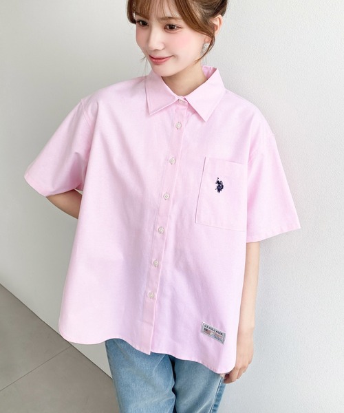 U.S. POLO ASSN.(ユーエスポロアッスン)の「moment+別注【U.S.POLO ASSN.】ワンポイント刺繍半袖オックスシャツ(シャツ/ブラウス・レディース・オフホワイト/ブルー/ブラック/イエロー/ピンク・M/L)」の13枚目の写真