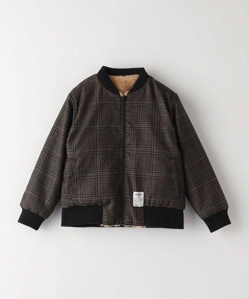 SHIPS Colors（シップス カラーズ）の「SHIPS Colors KIDS:ボア ボマー ジャケット チェック（90～140cm）（その他アウター・キッズ・ブラウン・120/100/90/130/110/140）」の2枚目の写真