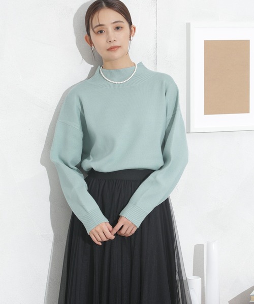 NANO universe（ナノユニバース）の「【追加生産】WEB限定/洗濯機洗可もちもちボトルネックニット（ニット/セーター・レディース・ブラック/ベージュ/オフホワイト/ミント/その他1・FREE）」の4枚目の写真