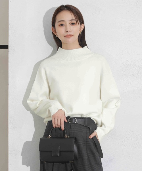 NANO universe（ナノユニバース）の「【追加生産】WEB限定/洗濯機洗可もちもちボトルネックニット（ニット/セーター・レディース・ブラック/ベージュ/オフホワイト/ミント/その他1・FREE）」の7枚目の写真