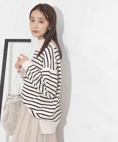 NANO universe（ナノユニバース）の「【追加生産】WEB限定/洗濯機洗可もちもちボトルネックニット（ニット/セーター・レディース・ブラック/ベージュ/オフホワイト/ミント/その他1・FREE）」の21枚目の写真