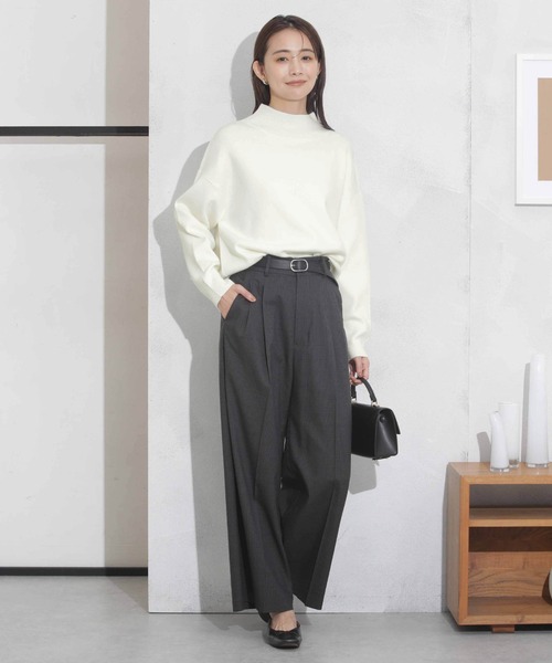 NANO universe（ナノユニバース）の「【追加生産】WEB限定/洗濯機洗可もちもちボトルネックニット（ニット/セーター・レディース・ブラック/ベージュ/オフホワイト/ミント/その他1・FREE）」の9枚目の写真