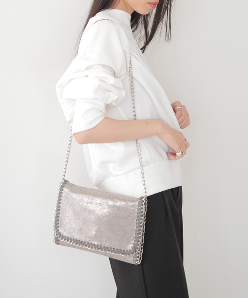 SETUP7（セットアップセブン）の「【SETUP7】Stella メタルチェーンクロスミニショルダーバッグ KNF049（ショルダーバッグ・レディース・シルバー/ブラック・FREE）」の2枚目の写真