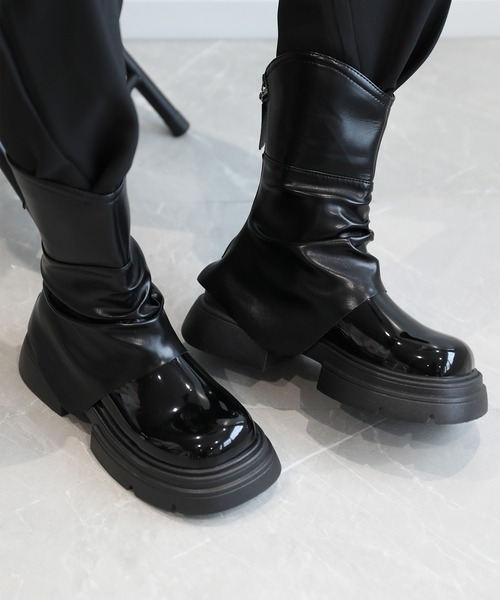 shoes365(シューズスリーシックスファイヴ)の「【shoes365】レイヤー厚底ブーツ(ブーツ・レディース・オフホワイト/ブラック/ベージュ・24.0cm/22.5cm/24.5cm/23.5cm/25.0cm/23.0cm)」の9枚目の写真