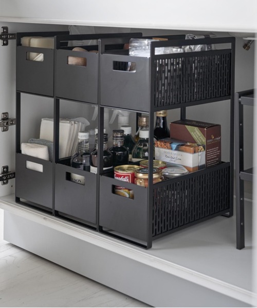 tower（タワー）の「tower（タワー）シンク下収納バスケット２段（キッチン収納・レディース・ブラック/ホワイト・ONE SIZE）」の16枚目の写真