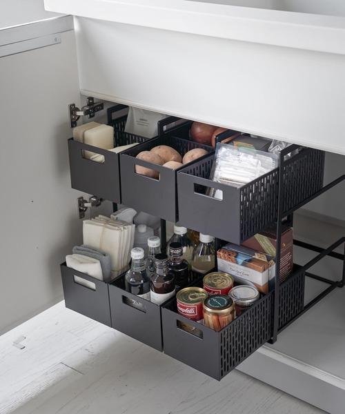 tower（タワー）の「tower（タワー）シンク下収納バスケット２段（キッチン収納・レディース・ブラック/ホワイト・ONE SIZE）」の17枚目の写真