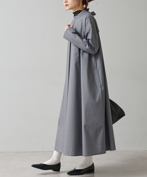 PUAL CE CIN（ピュアルセシン）の「後ろリボンワンピース（ワンピース・レディース・ブラック/グレー・FREE）」の9枚目の写真