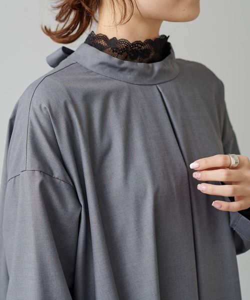 PUAL CE CIN（ピュアルセシン）の「後ろリボンワンピース（ワンピース・レディース・ブラック/グレー・FREE）」の3枚目の写真