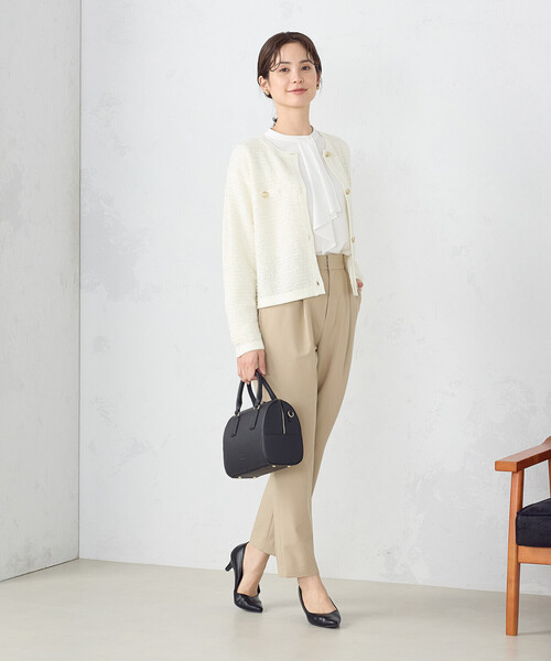 COMME CA ISM（コムサイズム）の「リボンヤーン　ツイード調　カーディガン（カーディガン/ボレロ・レディース・アイボリー/ネイビー・FREE）」の3枚目の写真