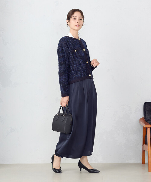 COMME CA ISM（コムサイズム）の「リボンヤーン　ツイード調　カーディガン（カーディガン/ボレロ・レディース・アイボリー/ネイビー・FREE）」の7枚目の写真