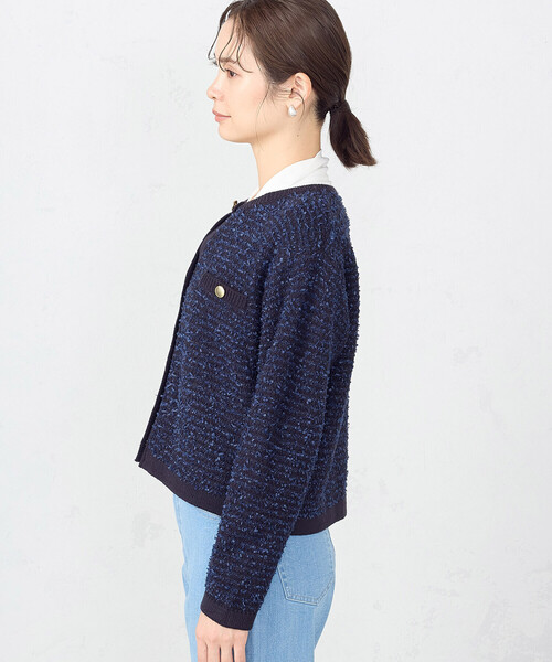 COMME CA ISM（コムサイズム）の「リボンヤーン　ツイード調　カーディガン（カーディガン/ボレロ・レディース・アイボリー/ネイビー・FREE）」の11枚目の写真