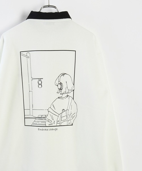 WESTSEA(ウエストシー)の「襟付き ハーフジップ 鹿の子ダンボール 長袖T(Tシャツ/カットソー・メンズ・ホワイト系その他/ブラック/オフホワイト・M/L)」の2枚目の写真