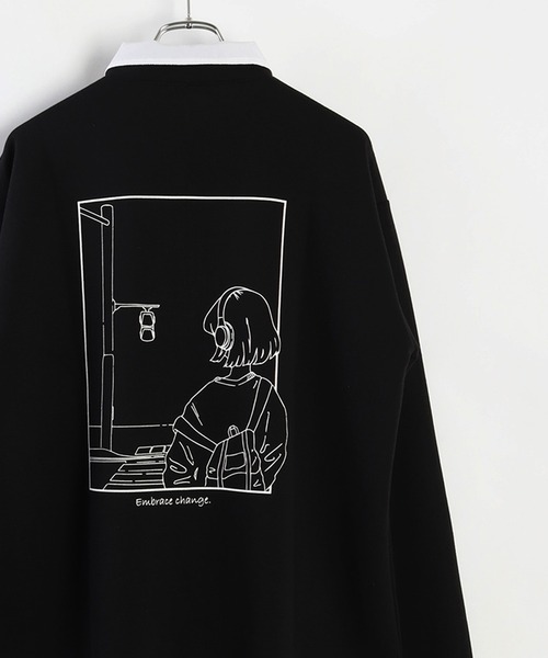 WESTSEA(ウエストシー)の「襟付き ハーフジップ 鹿の子ダンボール 長袖T(Tシャツ/カットソー・メンズ・ホワイト系その他/ブラック/オフホワイト・M/L)」の3枚目の写真