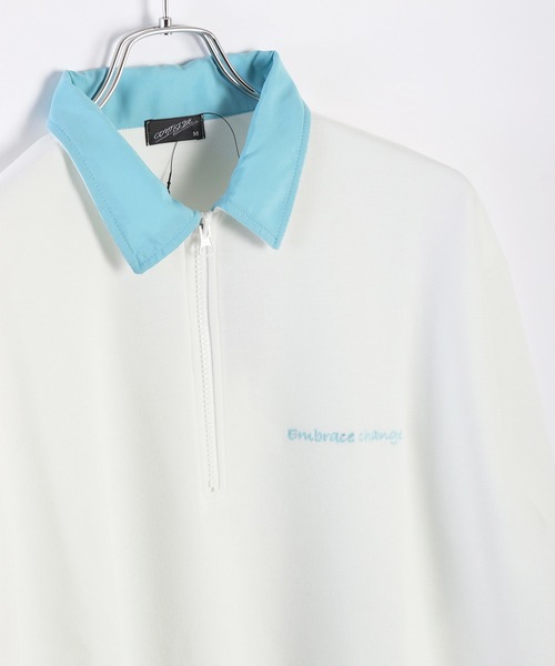 WESTSEA(ウエストシー)の「襟付き ハーフジップ 鹿の子ダンボール 長袖T(Tシャツ/カットソー・メンズ・ホワイト系その他/ブラック/オフホワイト・M/L)」の6枚目の写真