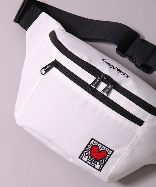 Keith Haring（キース・ヘリング）の「(LF)【Keith Haring】【heart】グログラン ウエストバッグ（ボディバッグ/ウエストポーチ・レディース・ブラック/オフホワイト・ONE SIZE）」の9枚目の写真