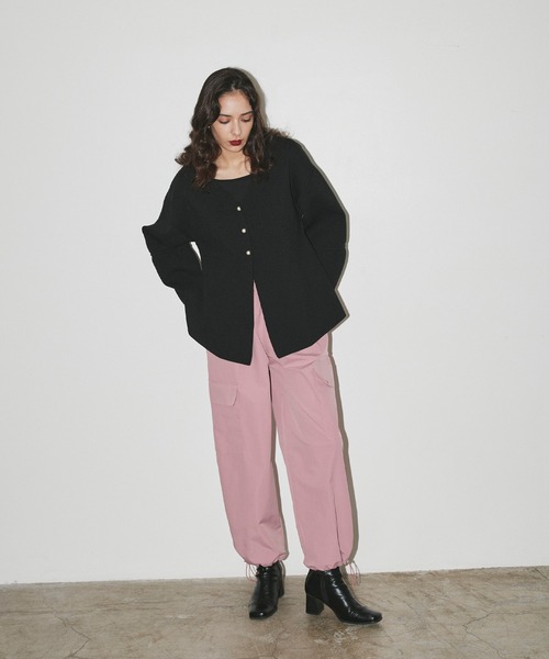 LIAN（リアン）の「ベネシャンカーゴパンツ（カーゴパンツ・レディース・チャコールグレー/ブラック/ピンク/アイボリー・FREE）」の4枚目の写真