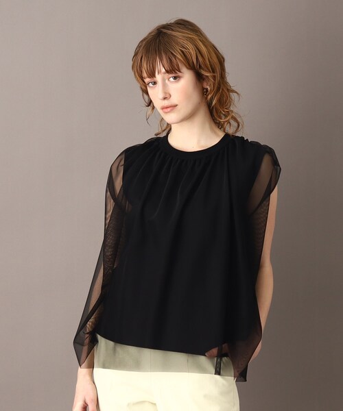 DRESSTERIOR(ドレステリア)の「◆【洗える/大人カジュアル】チュールレイヤードプルオーバー(Tシャツ/カットソー・レディース・ブラック/アイボリー・38/34/36)」の4枚目の写真