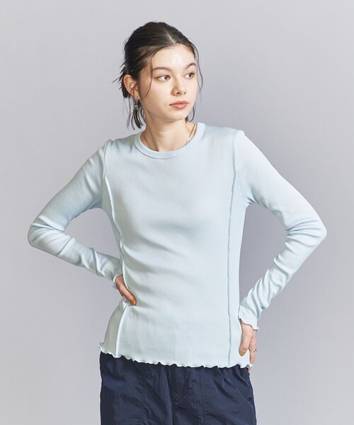 BEAUTY&YOUTH UNITED ARROWS（ビューティーアンドユースユナイテッドアローズ）の「メローステッチ クルーネック カットソー（Tシャツ/カットソー・レディース・オフホワイト/ライトブルー/ブラック・FREE）」の3枚目の写真