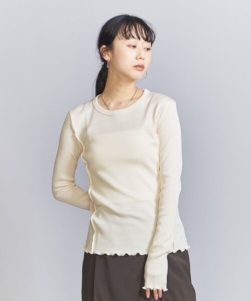 BEAUTY&YOUTH UNITED ARROWS（ビューティーアンドユースユナイテッドアローズ）の「メローステッチ クルーネック カットソー（Tシャツ/カットソー・レディース・オフホワイト/ライトブルー/ブラック・FREE）」の11枚目の写真