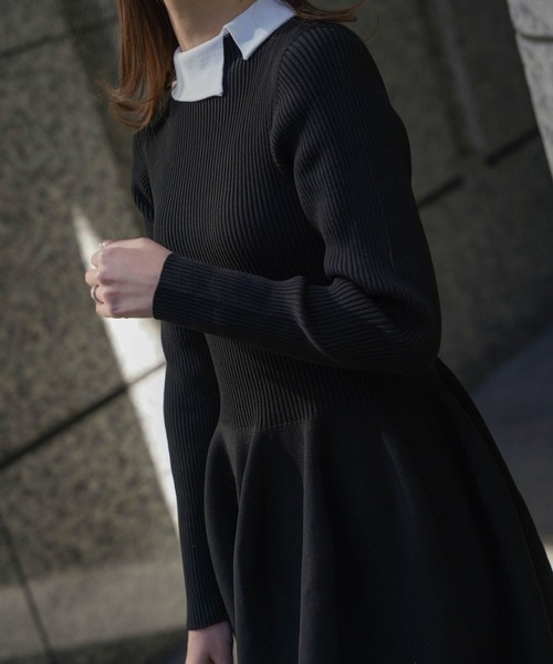 未使用 HUIT 定価1.8 衿付き ホールガーメント ニット ワンピース HUIT bouquet（ユイット）の「衿付き ホールガーメント ニット