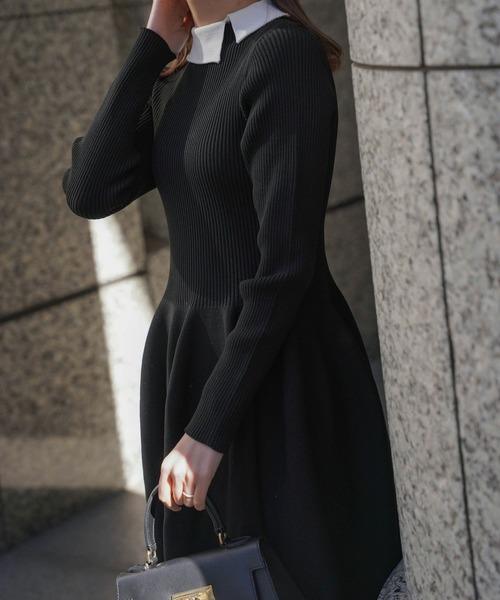 未使用 HUIT 定価1.8 衿付き ホールガーメント ニット ワンピース HUIT bouquet（ユイット）の「衿付き ホールガーメント ニット