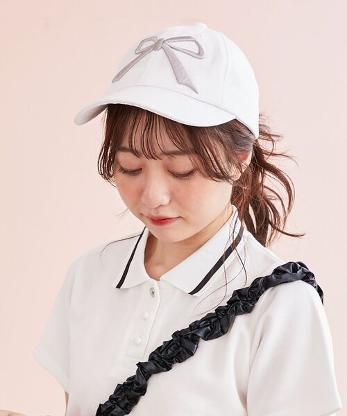 MAJESTIC LEGON(マジェスティックレゴン)の「リボンモチーフCAP(キャップ・レディース・オフホワイト/ピンク/ネイビー・FREE)」の18枚目の写真