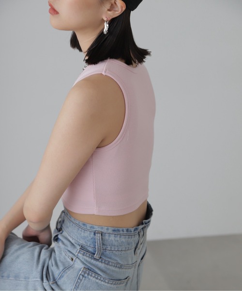 FREE'S MART(フリーズマート)の「カップ付きアメスリショート丈タンクトップ(カップ取り外し可)(タンクトップ・レディース・ピンク/ブラック/オフホワイト・FREE)」の20枚目の写真