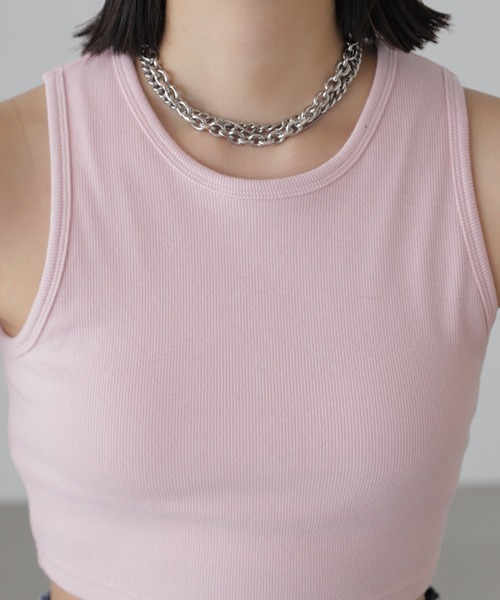 FREE'S MART(フリーズマート)の「カップ付きアメスリショート丈タンクトップ(カップ取り外し可)(タンクトップ・レディース・ピンク/ブラック/オフホワイト・FREE)」の22枚目の写真