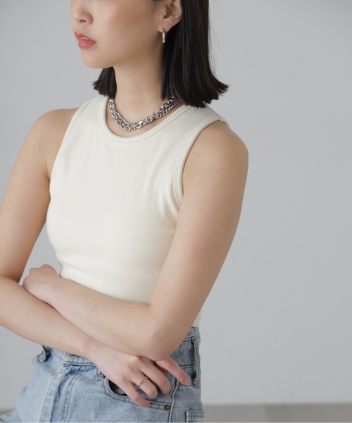 FREE'S MART(フリーズマート)の「カップ付きアメスリショート丈タンクトップ(カップ取り外し可)(タンクトップ・レディース・ピンク/ブラック/オフホワイト・FREE)」の5枚目の写真