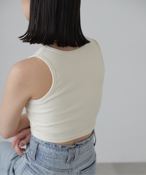 FREE'S MART(フリーズマート)の「カップ付きアメスリショート丈タンクトップ(カップ取り外し可)(タンクトップ・レディース・ピンク/ブラック/オフホワイト・FREE)」の7枚目の写真