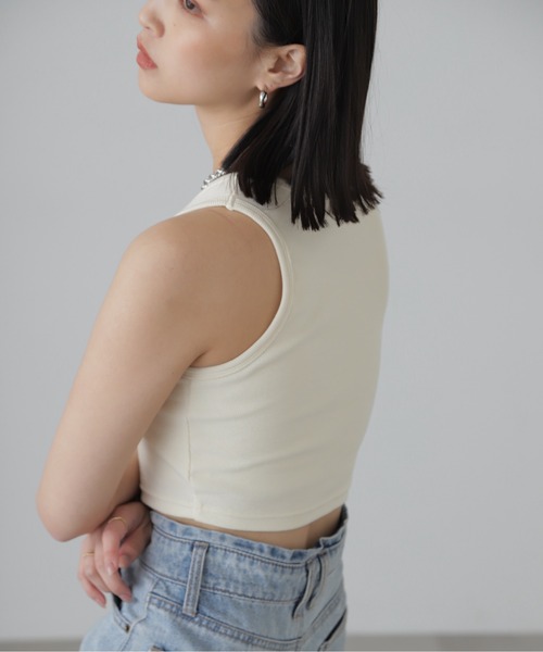 FREE'S MART(フリーズマート)の「カップ付きアメスリショート丈タンクトップ(カップ取り外し可)(タンクトップ・レディース・ピンク/ブラック/オフホワイト・FREE)」の8枚目の写真