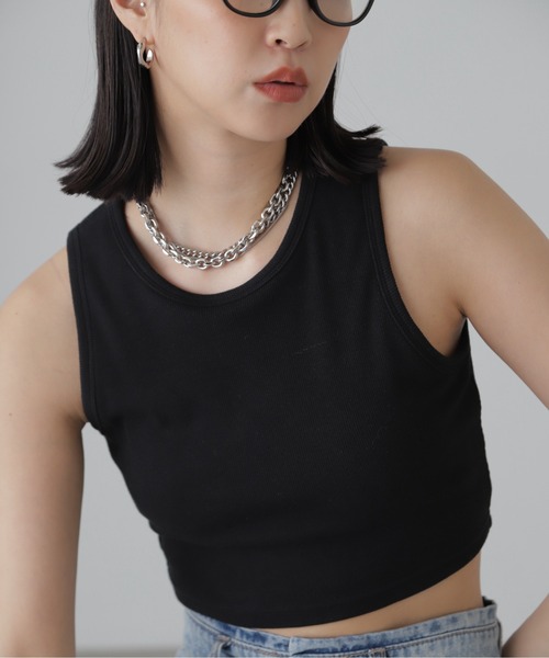 FREE'S MART(フリーズマート)の「カップ付きアメスリショート丈タンクトップ(カップ取り外し可)(タンクトップ・レディース・ピンク/ブラック/オフホワイト・FREE)」の13枚目の写真