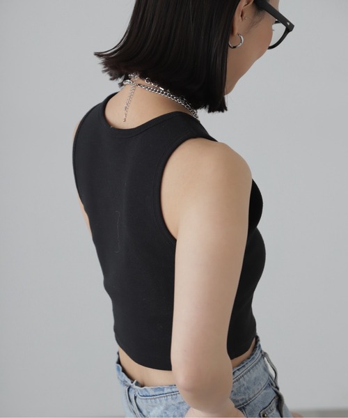 FREE'S MART(フリーズマート)の「カップ付きアメスリショート丈タンクトップ(カップ取り外し可)(タンクトップ・レディース・ピンク/ブラック/オフホワイト・FREE)」の15枚目の写真