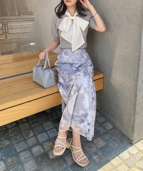 one after another NICE CLAUP(ワンアフターアナザーナイスクラップ)の「SMサイズ展開/水彩花マーメイドスカート【WEB限定商品】(スカート・レディース・ベージュ系その他/グレー系その他/ピンク系その他・SMALL/MEDIUM)」の8枚目の写真