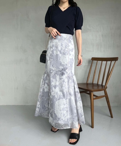 one after another NICE CLAUP(ワンアフターアナザーナイスクラップ)の「SMサイズ展開/水彩花マーメイドスカート【WEB限定商品】(スカート・レディース・ベージュ系その他/グレー系その他/ピンク系その他・SMALL/MEDIUM)」の21枚目の写真