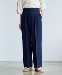 【美色、美シルエット】クルニ　ネイビー　スラックス　ワイドパンツ 美色、美シルエット】クルニネイビースラックスワイドパンツ