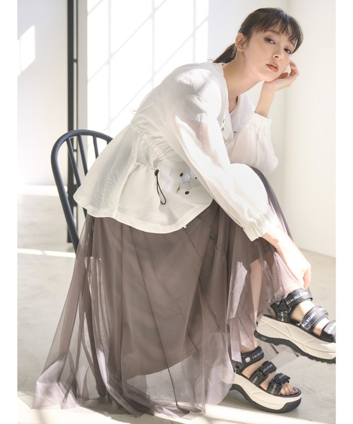 JILL by JILL STUART(ジルバイジルスチュアート)の「◇ウエストロゴチュールスカート(スカート・レディース・ホワイト/ピンク/グレー系その他・FREE)」の3枚目の写真