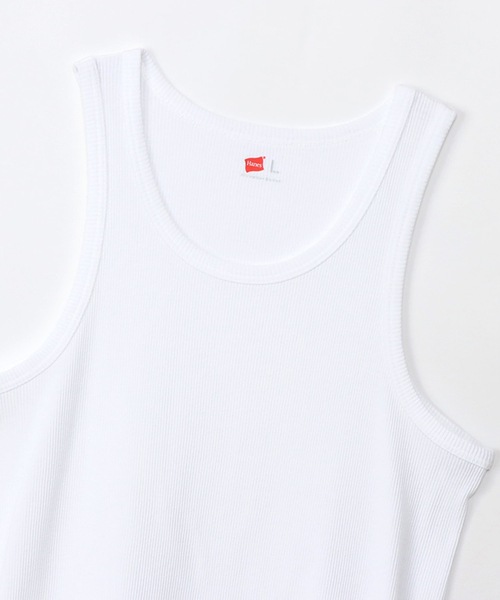 HANES(ヘインズ)の「【HANES / ヘインズ】リブタンクトップ(タンクトップ・メンズ・ホワイト/ブラック・MEDIUM/LARGE)」の5枚目の写真